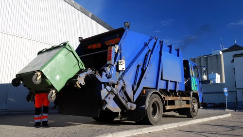 Waste collection trucks in Elephantandcastle streets