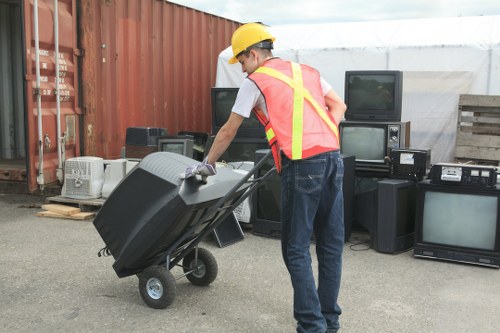 Recycling bins with sorted materials